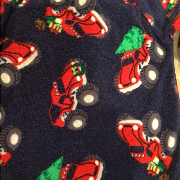 Christmas Monster Truck Fleece Footed Pajamas Size 12 Months - Picture 3 of 4